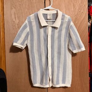 Massive Luxury crochet Cream Button Down Shirt